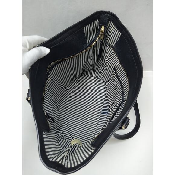 Kate Spade New York Womens Black Double Handle Inner Zip  Kate Spade New York Black Pebbled Leather Double Handles Zipper Tote Bag